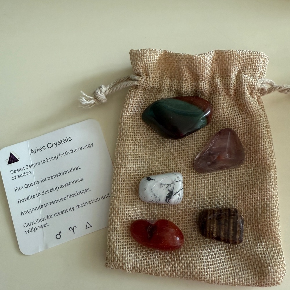 Aries Crystal Healing Stone Set with Pouch